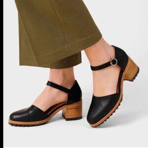 Portland Leather Patina Mary Jane Block Heel Shoes Black Leather Size 10